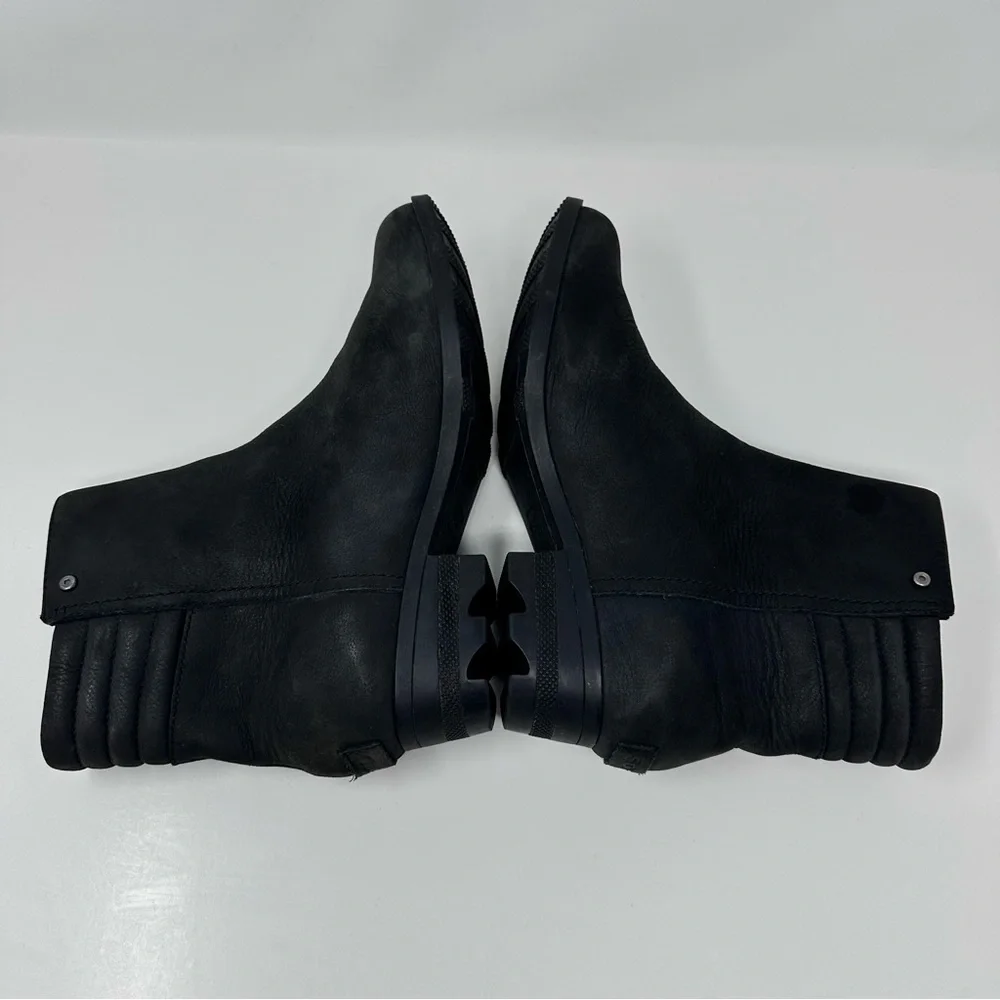 Sorel Danica Leather Side Zip Ankle Boots Black Size 8